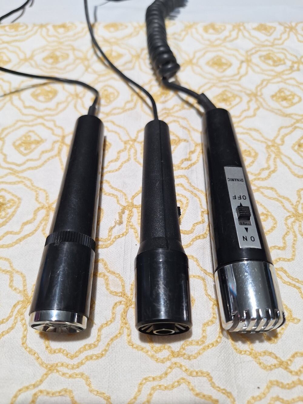 Vintage Microphones Lot Dynamic Recorder Dual Plug Remote Switch Tested Sears
